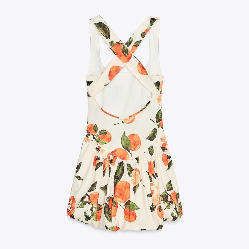 Zara Cream Mini Dress with Orange & Green Citrus Print - Picture 4 of 13